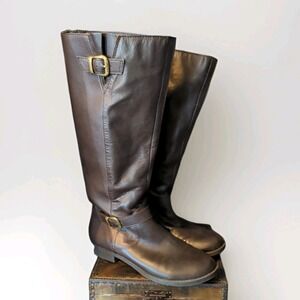 GH Bass Women 8M Joanne Brown Leather Riding Boots w/ Back Zipper VG